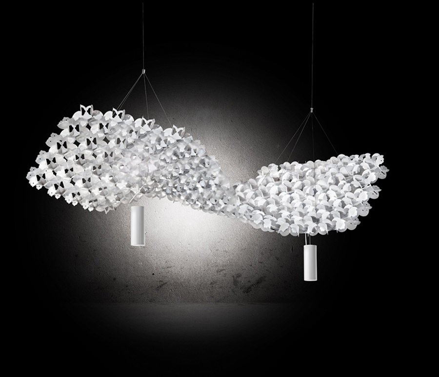 SLAMP lampe à suspension NUVEM composition de 7 modules blancs