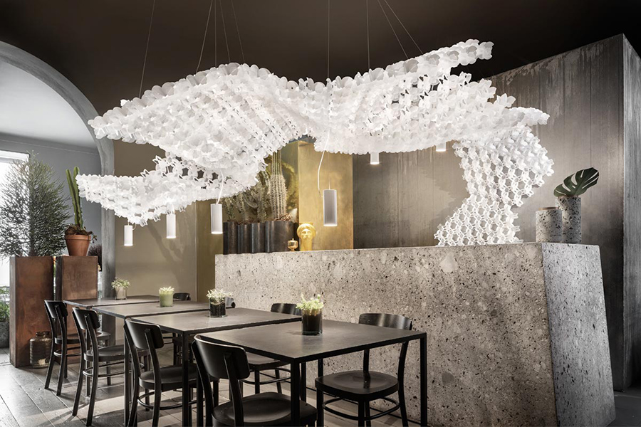 SLAMP lampe à suspension NUVEM composition de 7 modules blancs