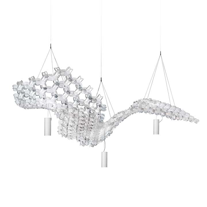 SLAMP lampe à suspension NUVEM composition de 3 modules blancs