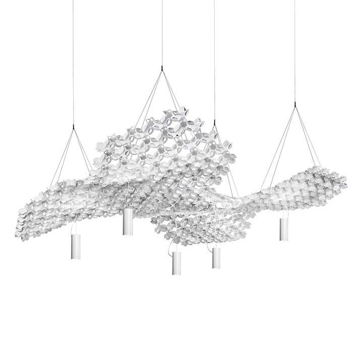 SLAMP lampe à suspension NUVEM composition de 5 modules blancs