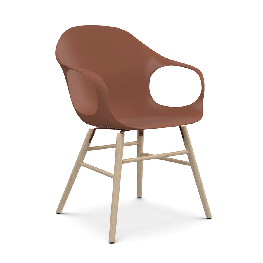 KRISTALIA fauteuil sur piètement bois ELEPHANT (Terre cuite - bois de Hêtre et polyuréthane)