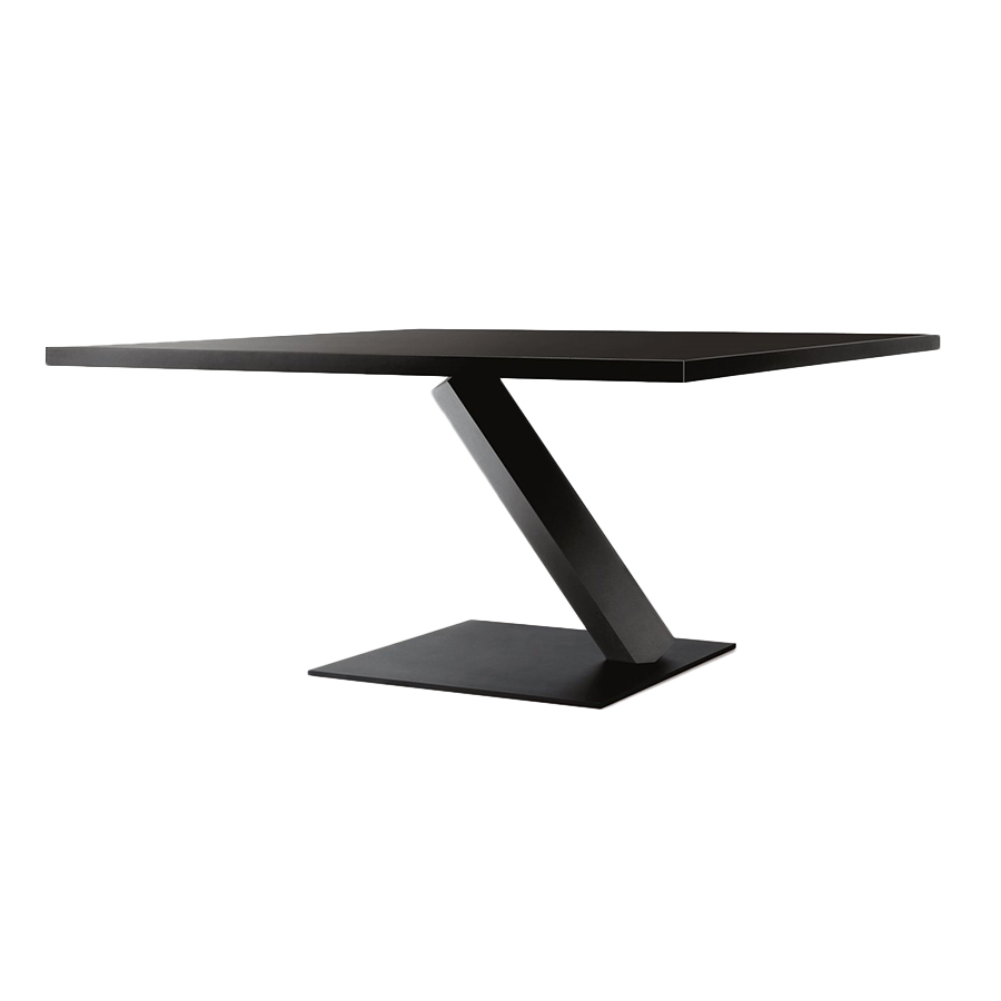 DESALTO table carré ELEMENT 148 x 148 cm (Laqué noir opaque - Base en acier / Plateau en métal)