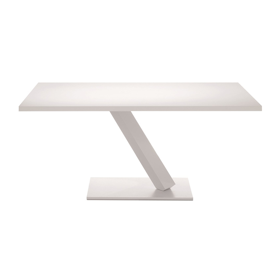 DESALTO table carré ELEMENT 148 x 148 cm (Laccato blanc opaco - Base en acier / Plateau en métal)