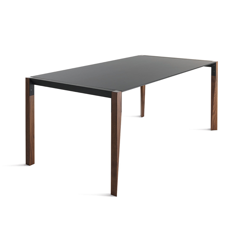 HORM table rectangulaire TANGO avec plateau en Fenix noir (240 x 120 cm noyer canaletto - Bois massi