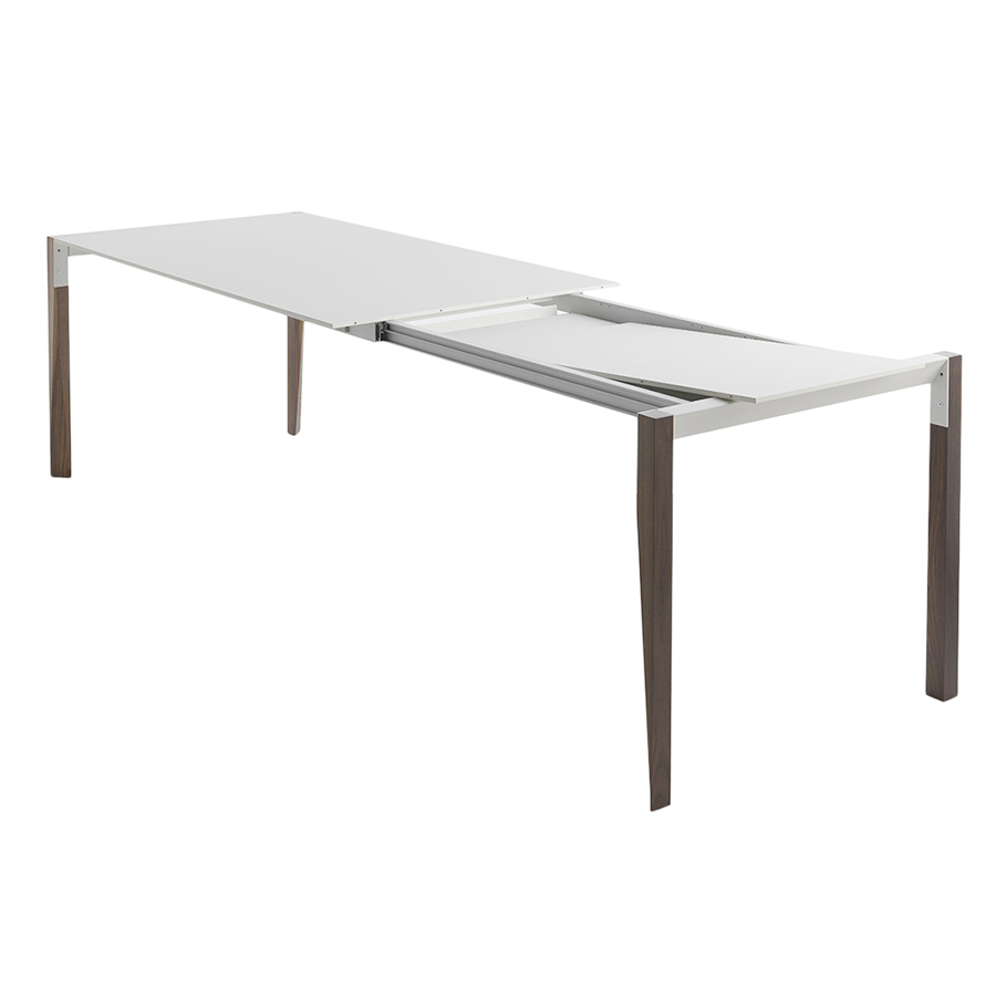 HORM table extensible à rallonge rectangulaire TANGO avec plateau en Fenix blanc (210 x 100 cm noyer