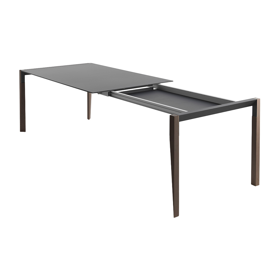 HORM table extensible à rallonge rectangulaire TANGO avec plateau en Fenix noir (210 x 100 cm noyer 