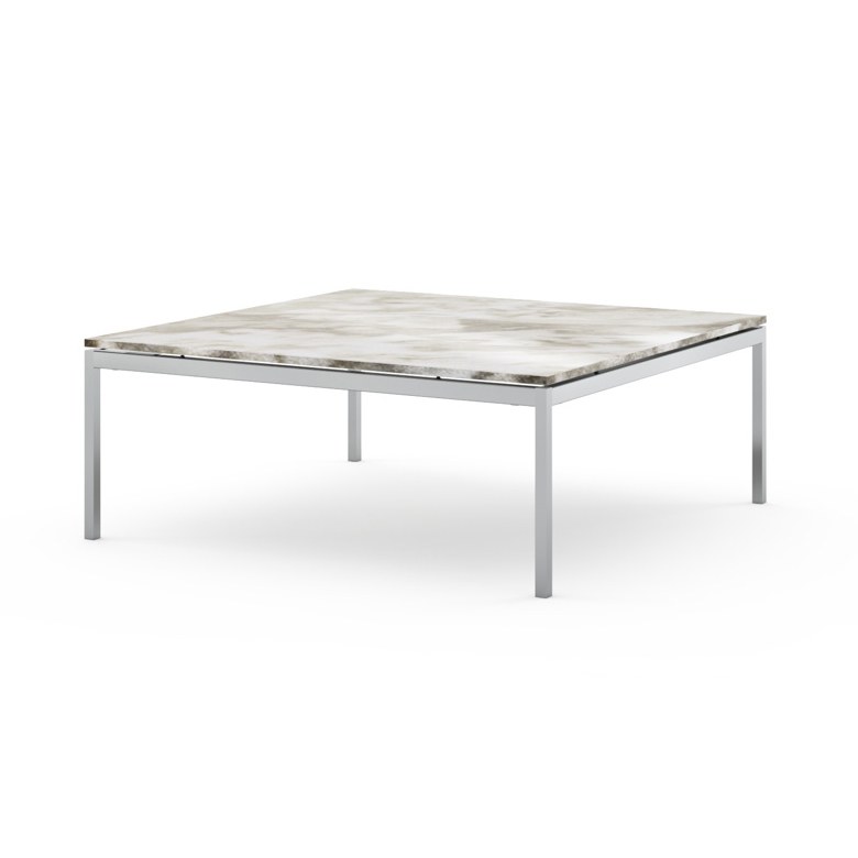 KNOLL table basse FLORENCE KNOLL 90 x 90 x H 35 cm (Marbre Calacatta - Acier chromé poli)