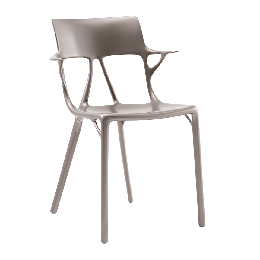 KARTELL set de 2 chaises avec accoudoirs AI - THE FIRST CHAIR CREATED BY A.I. (Gris métallisé - Poly