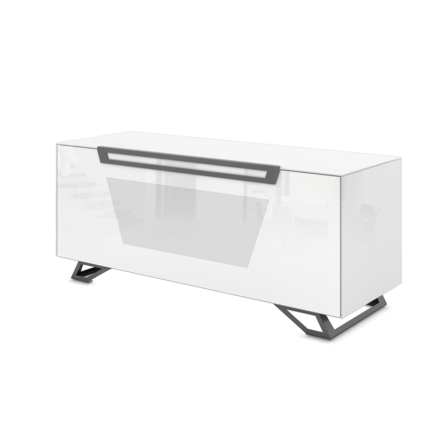 KAIROS HOME meuble pour TV jusqu'à 55 KVT126F/P Collection VENTIMIGLIA (Blanc brillant - Verre tremp
