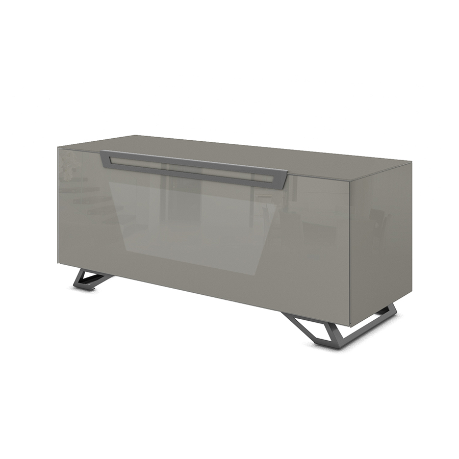 KAIROS HOME meuble pour TV jusqu'à 55 KVT126F/P Collection VENTIMIGLIA (Gris brillant - Verre trempé