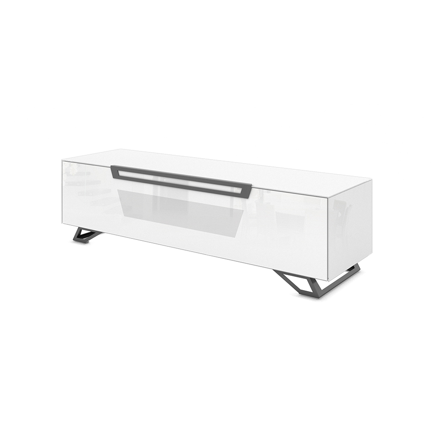 KAIROS HOME meuble pour TV jusqu'à 65 KVT150F/P Collection VENTIMIGLIA (Blanc brillant - Verre tremp