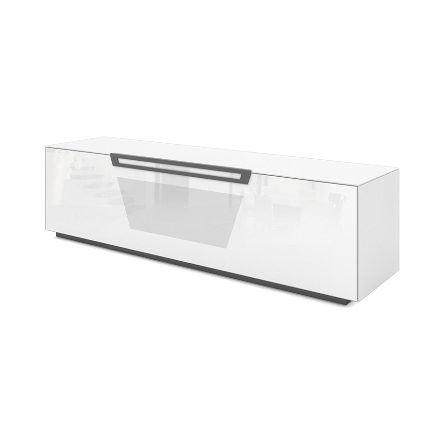 KAIROS HOME meuble pour TV jusqu'à 75 KVT176BAS Collection VENTIMIGLIA (Blanc brillant - Verre tremp