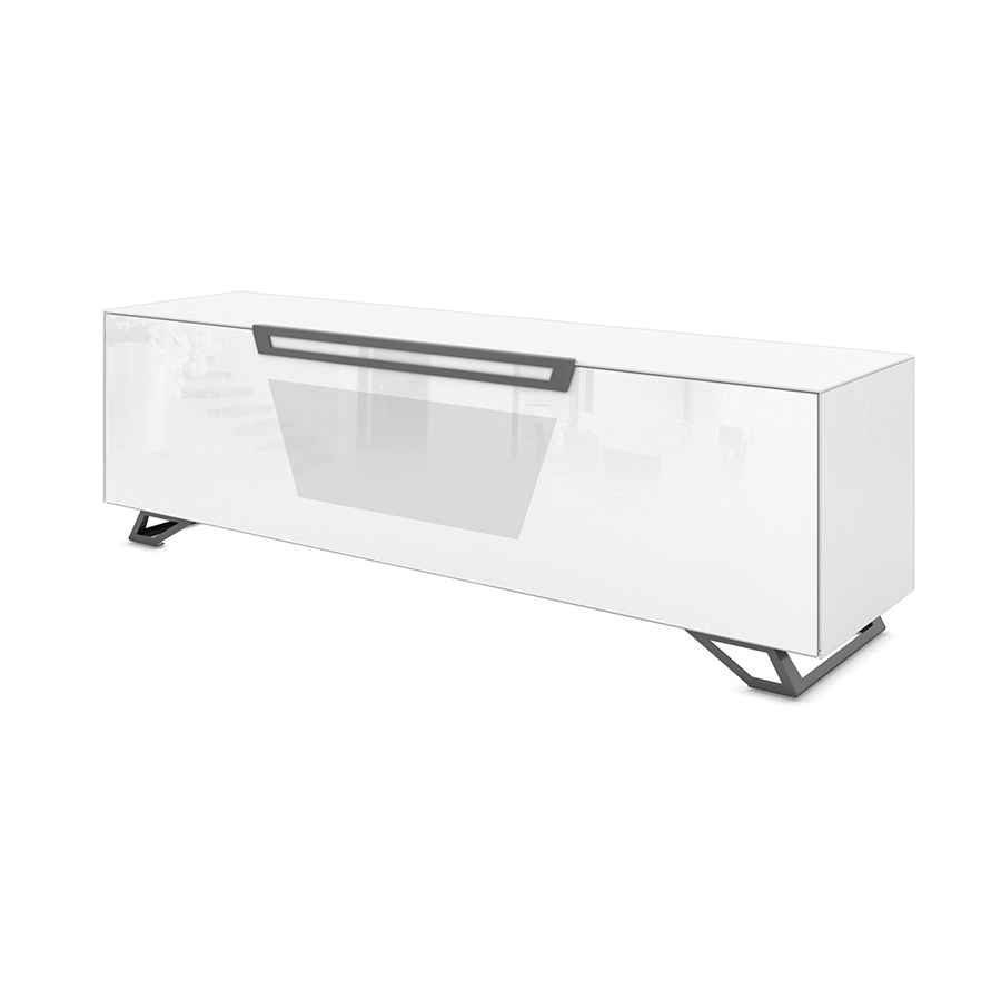 KAIROS HOME meuble pour TV jusqu'à 75 KVT176F/P Collection VENTIMIGLIA (Blanc brillant - Verre tremp