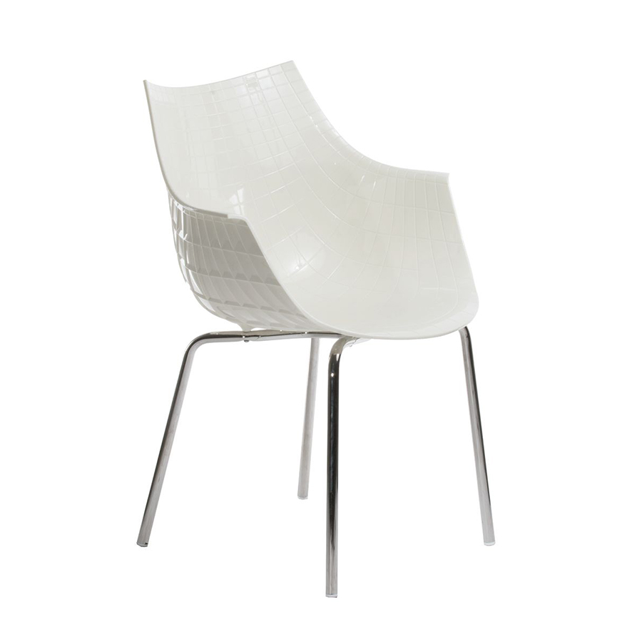 DRIADE fauteuil MERIDIANA (Blanc - Polycarbonate / Acier chromé)