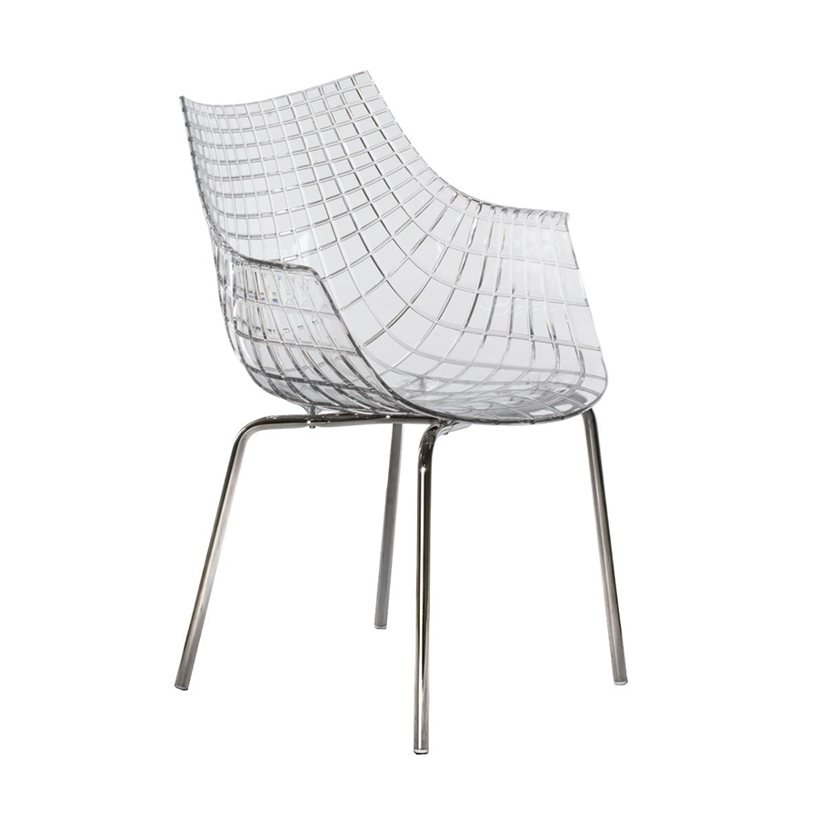 DRIADE fauteuil MERIDIANA (Transparent - Polycarbonate / Acier chromé)