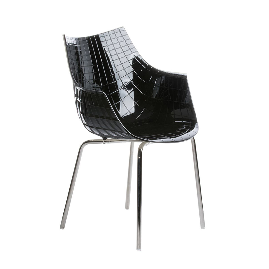 DRIADE fauteuil MERIDIANA (Noir - Polycarbonate / Acier chromé)