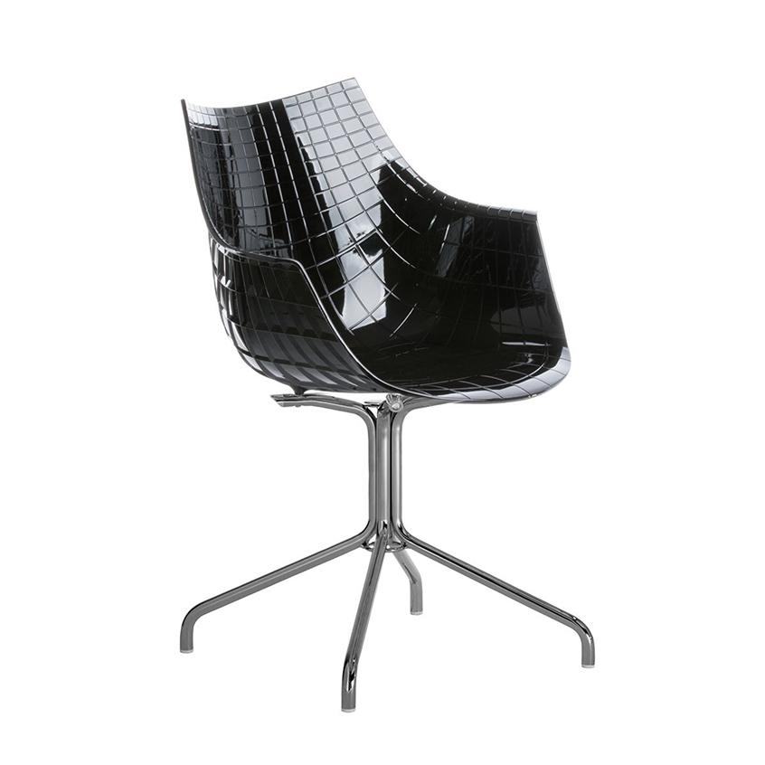 DRIADE fauteuil sur pieds MERIDIANA (Noir - Polycarbonate / Acier chromé)