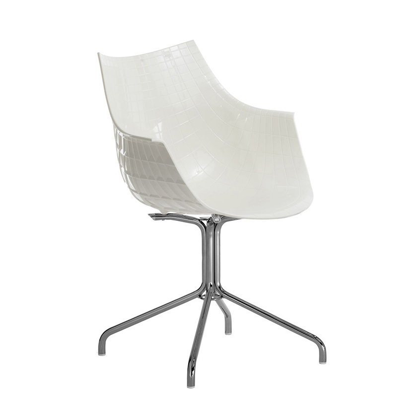 DRIADE fauteuil sur pieds MERIDIANA (Blanc - Polycarbonate / Acier chromé)