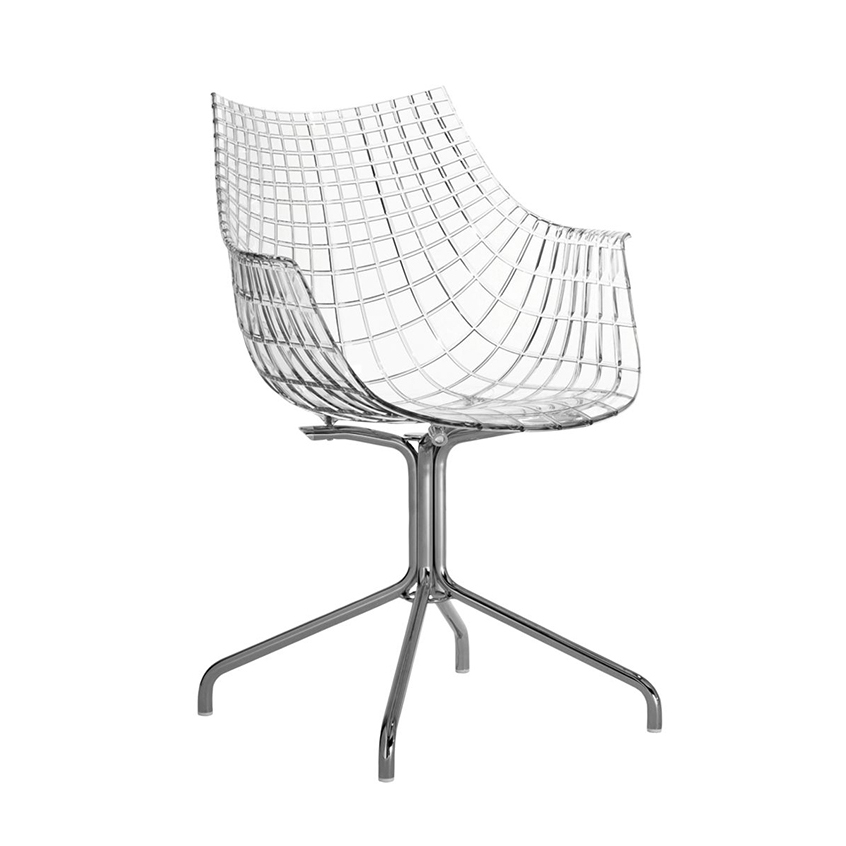 DRIADE fauteuil sur pieds MERIDIANA (Transparent - Polycarbonate / Acier chromé)