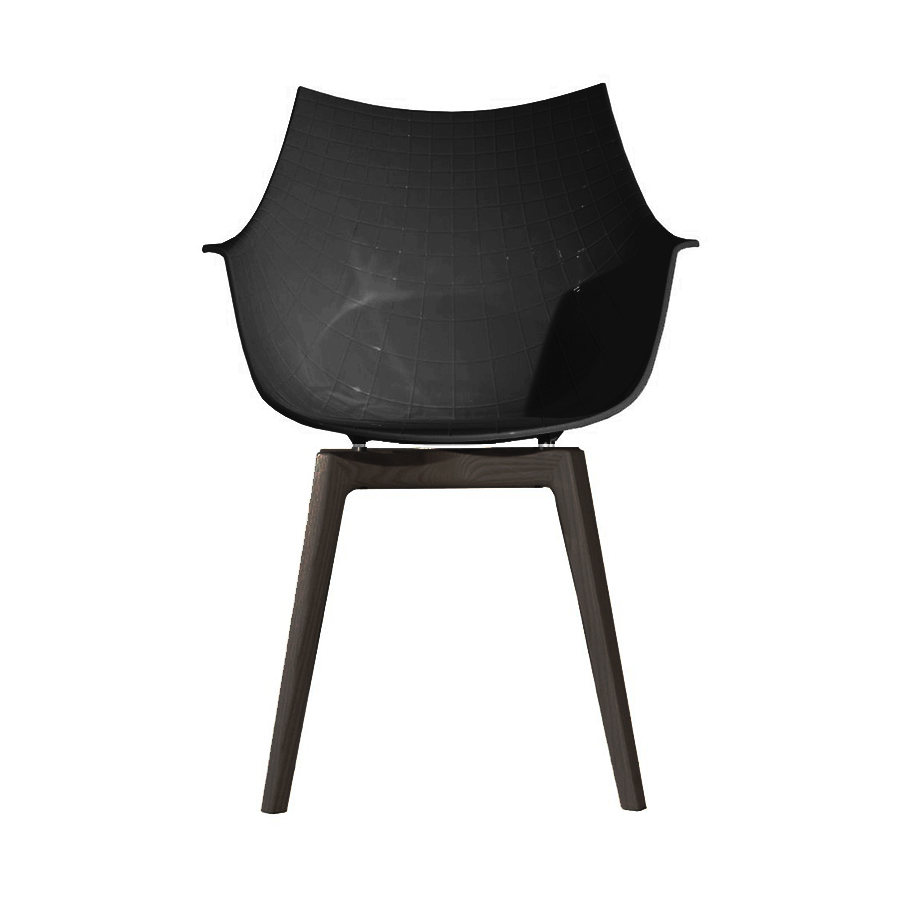 DRIADE fauteuil avec la base en bois MERIDIANA (Noir - Polycarbonate/Frêne charbon)