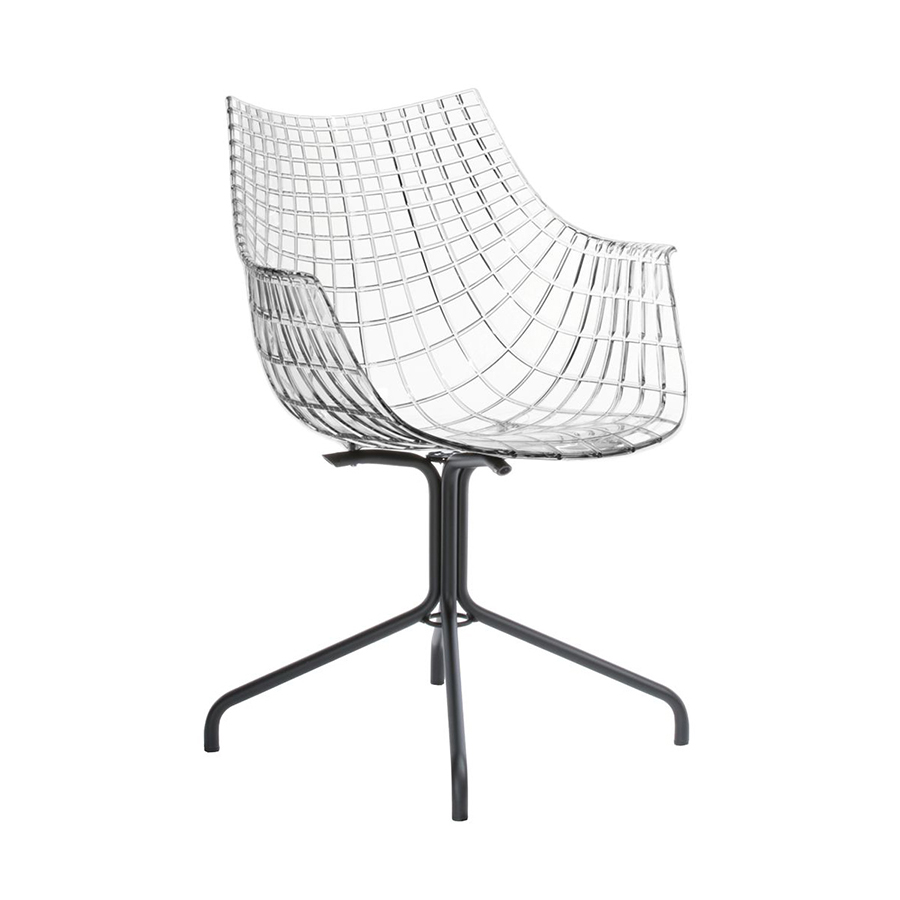 DRIADE fauteuil sur pieds noir MERIDIANA (Transparent - Polycarbonate/Acier laqué noir)