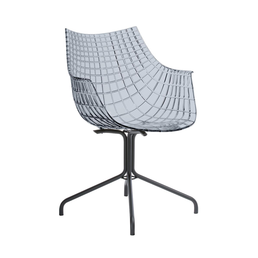 DRIADE fauteuil sur pieds noir MERIDIANA (Fumé - Polycarbonate/Acier laqué noir)