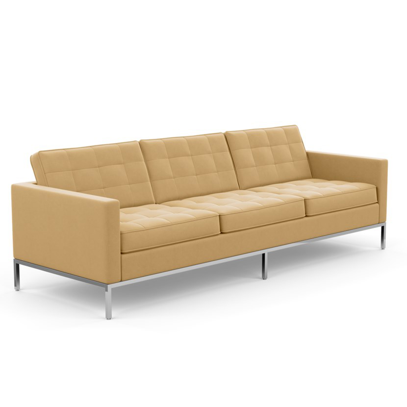 KNOLL canapé à 3 places FLORENCE en tissu (Circa Camel - Revêtement Cat. C et structure en acier chr