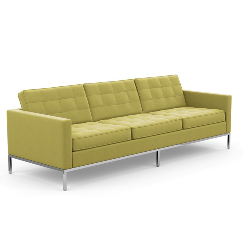 KNOLL canapé à 3 places FLORENCE en tissu (Circa Leaf - Revêtement Cat. C et structure en acier chro