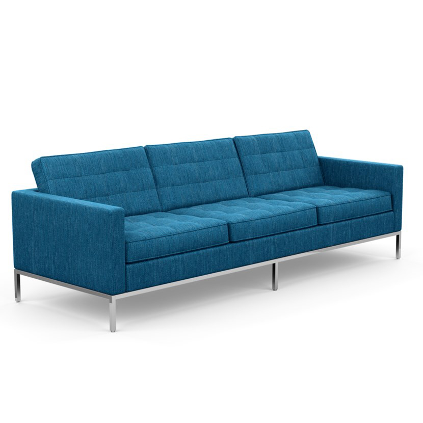 KNOLL canapé à 3 places FLORENCE en tissu (Rivington Sapphire - Revêtement Cat. S et structure en ac