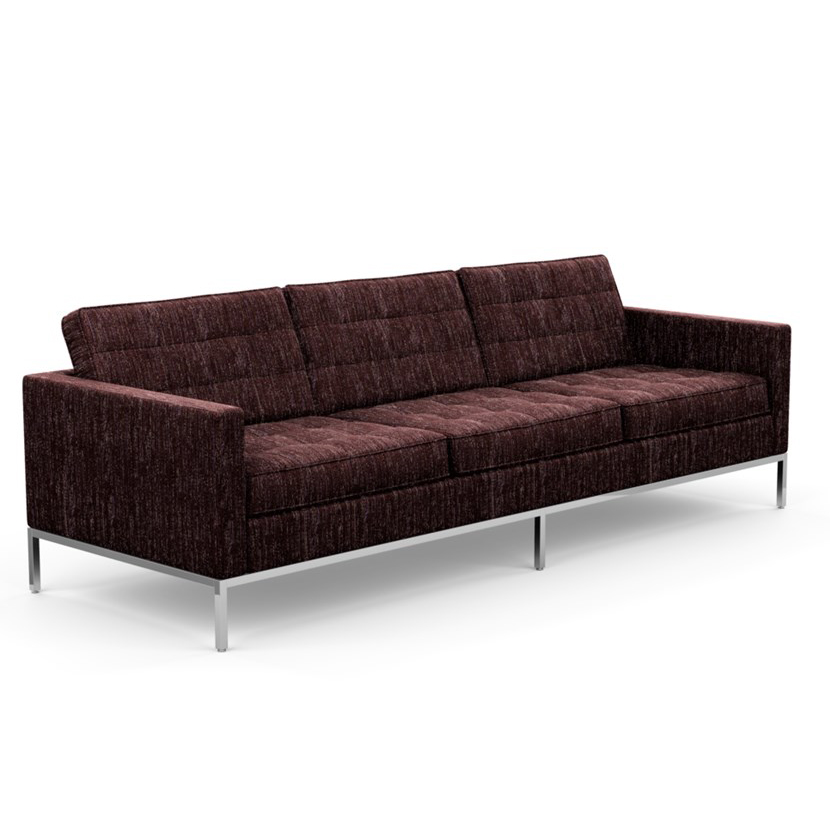 KNOLL canapé à 3 places FLORENCE en tissu (Rivington Aubergine - Revêtement Cat. S et structure en a