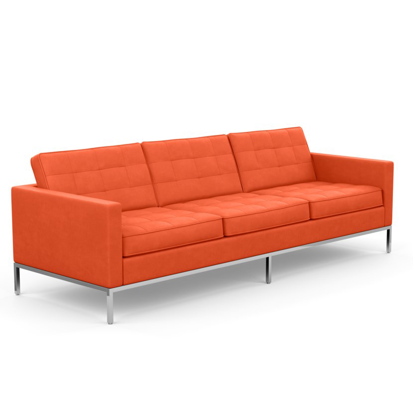 KNOLL canapé à 3 places FLORENCE en tissu (Ultrasuede Poppy - Revêtement Cat. A et structure en acie