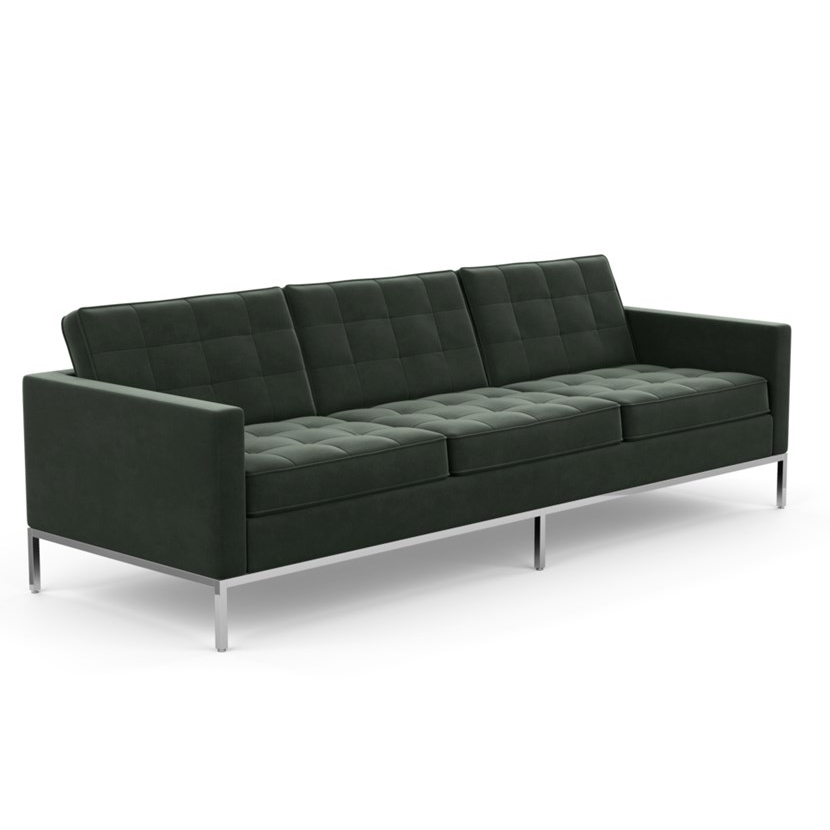 KNOLL canapé à 3 places FLORENCE en tissu (Knoll Velvet Graphite - Revêtement Cat. B et structure en