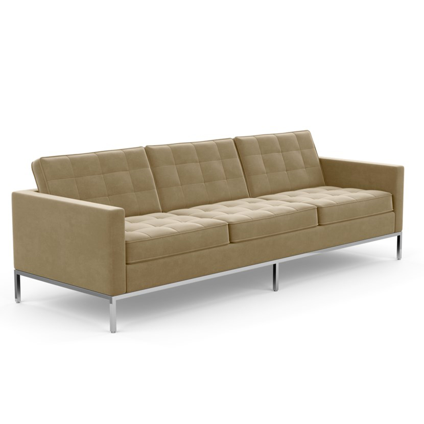 KNOLL canapé à 3 places FLORENCE en tissu (Knoll Velvet Sandstone - Revêtement Cat. B et structure e