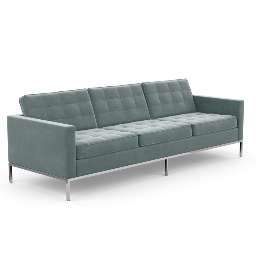 KNOLL canapé à 3 places FLORENCE en tissu (Knoll Velvet Swan - Revêtement Cat. B et structure en aci