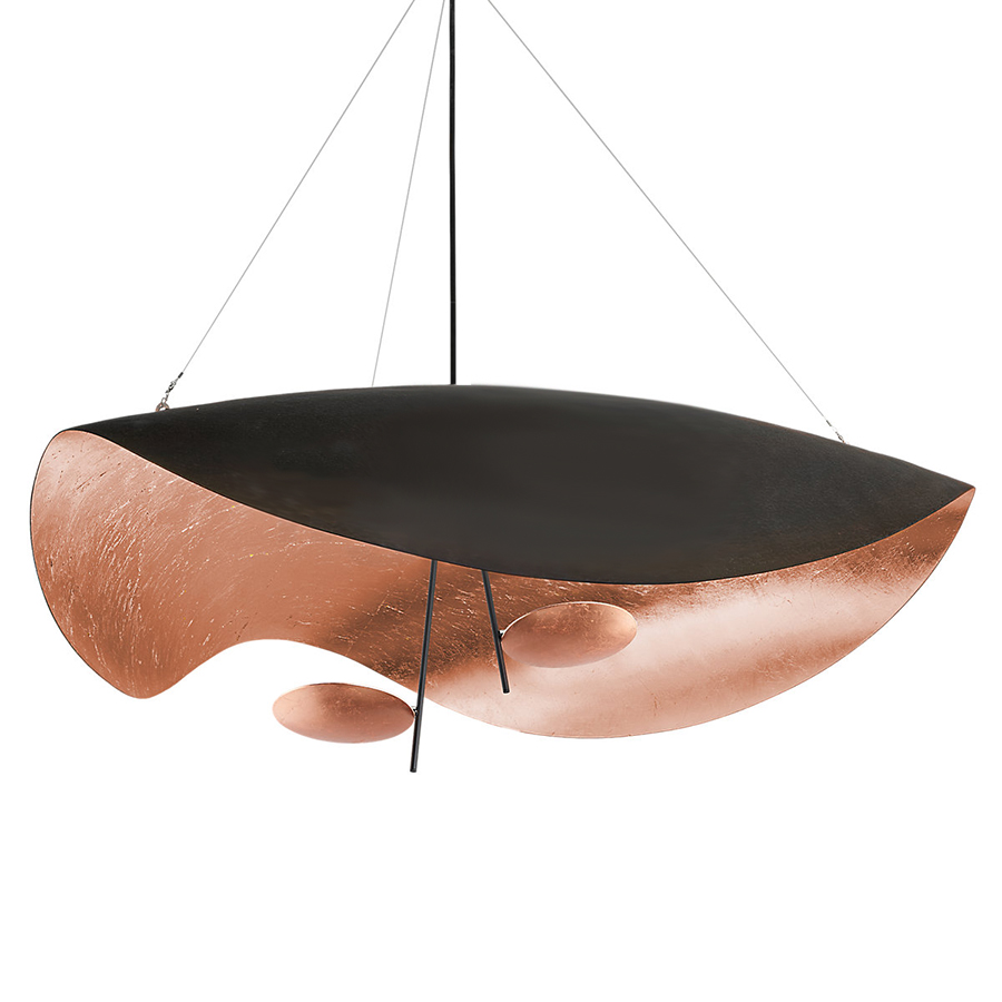 CATELLANI & SMITH lampe à suspension LEDERAM MANTA S2 (Noir et cuivre / tiges noire / disques cuivre