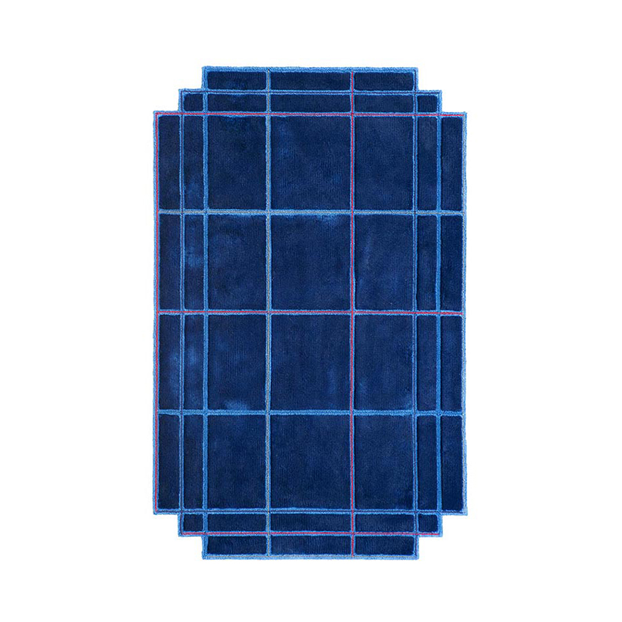 MAGIS tapis VOLENTIERI FINESTRA 170 x 270 cm ( Bleu Royal - 75% viscose et 25% lin)