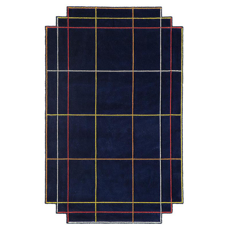 MAGIS tapis VOLENTIERI FINESTRA 300 x 440 cm (Bleu navy foncé - 75% viscose et 25% lin)