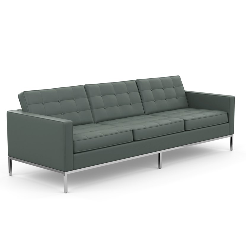 KNOLL canapé à 3 places FLORENCE en cuir (Volo Cadet - Revêtement Cat. X et structure en acier chrom