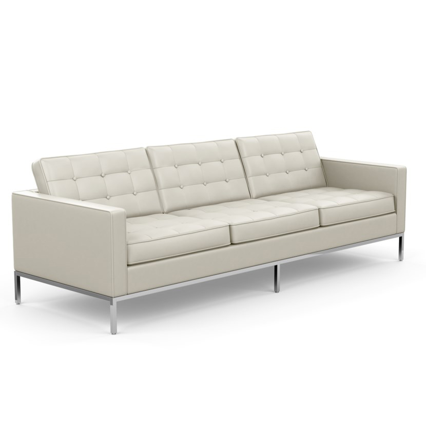 KNOLL canapé à 3 places FLORENCE en cuir (Acqua Puget Sound - Revêtement Cat. Y et structure en acie