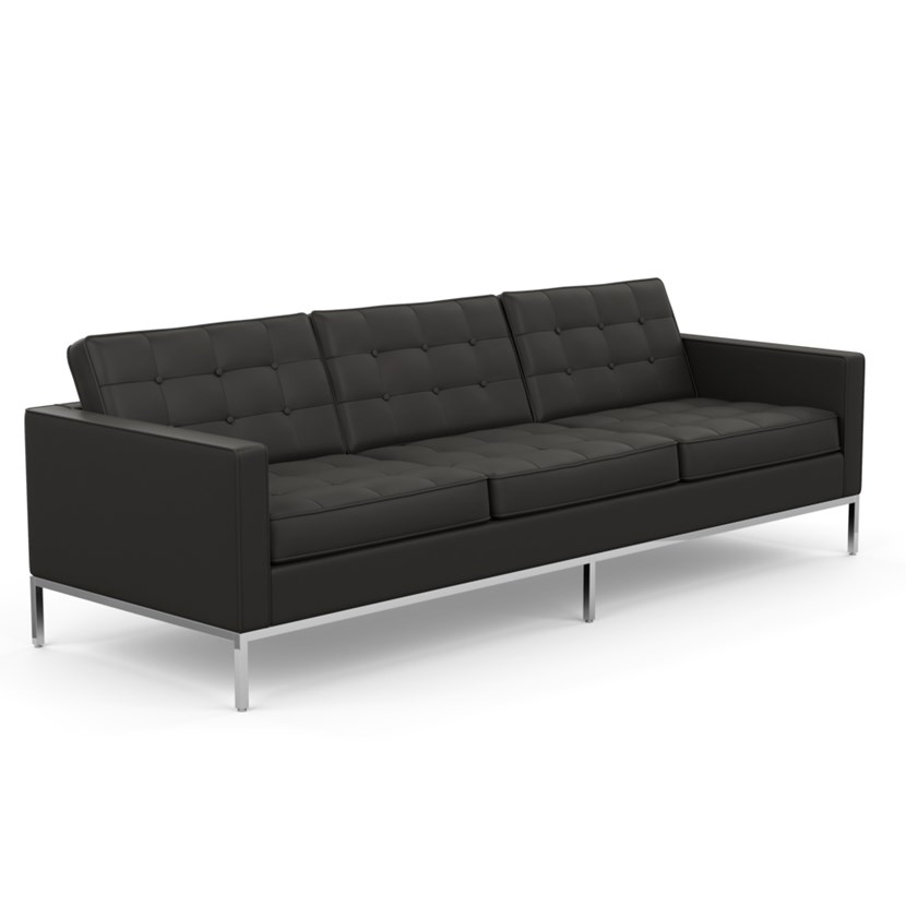 KNOLL canapé à 3 places FLORENCE en cuir (Acqua Black Sea - Revêtement Cat. Y et structure en acier