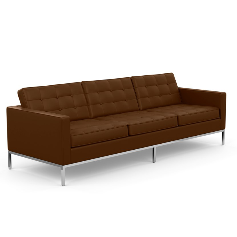 KNOLL canapé à 3 places FLORENCE en cuir (Sabrina Nutmeg - Revêtement Cat. Z et structure en acier c