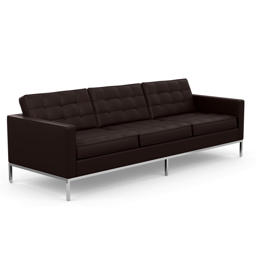 KNOLL canapé à 3 places FLORENCE en cuir (Sabrina Mahogany - Revêtement Cat. Z et structure en acier