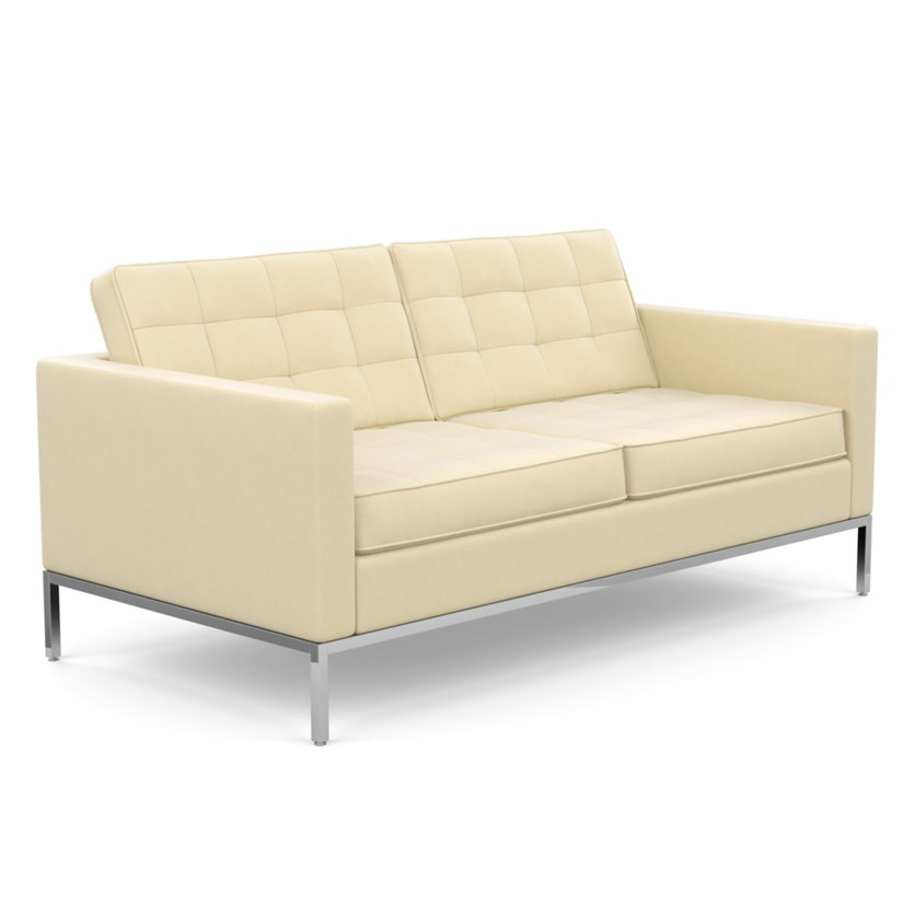 KNOLL canapé à 2 places FLORENCE en tissu (Circa Ivory - Revêtement Cat. C et structure en acier chr