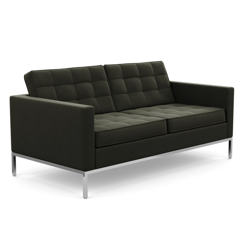 KNOLL canapé à 2 places FLORENCE en tissu (Circa Charcoal - Revêtement Cat. C et structure en acier