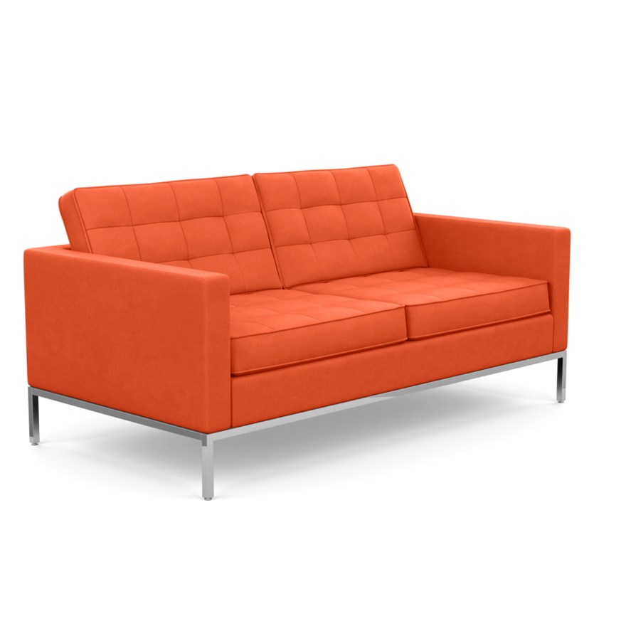 KNOLL canapé à 2 places FLORENCE en tissu (Ultrasuede Poppy - Revêtement Cat. A et structure en acie