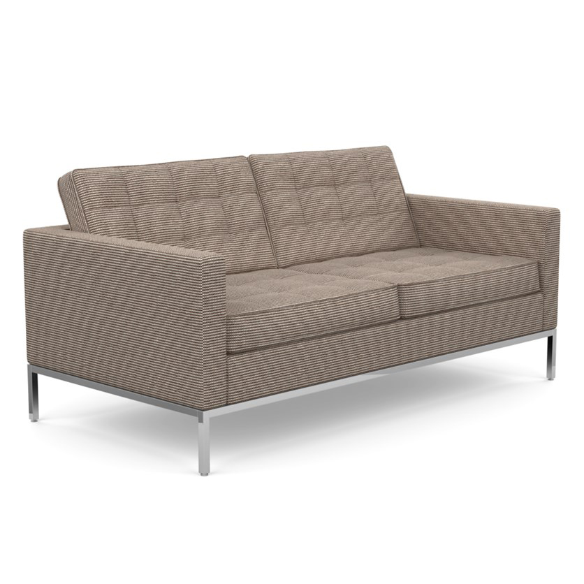 KNOLL canapé à 2 places FLORENCE en tissu (Cato Sand - Revêtement Cat. B et structure en acier chrom