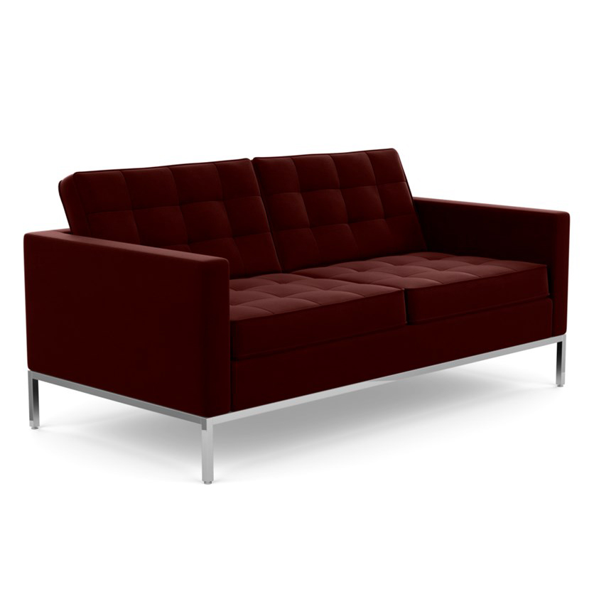 KNOLL canapé à 2 places FLORENCE en tissu (Knoll Velvet Wine - Revêtement Cat. B et structure en aci