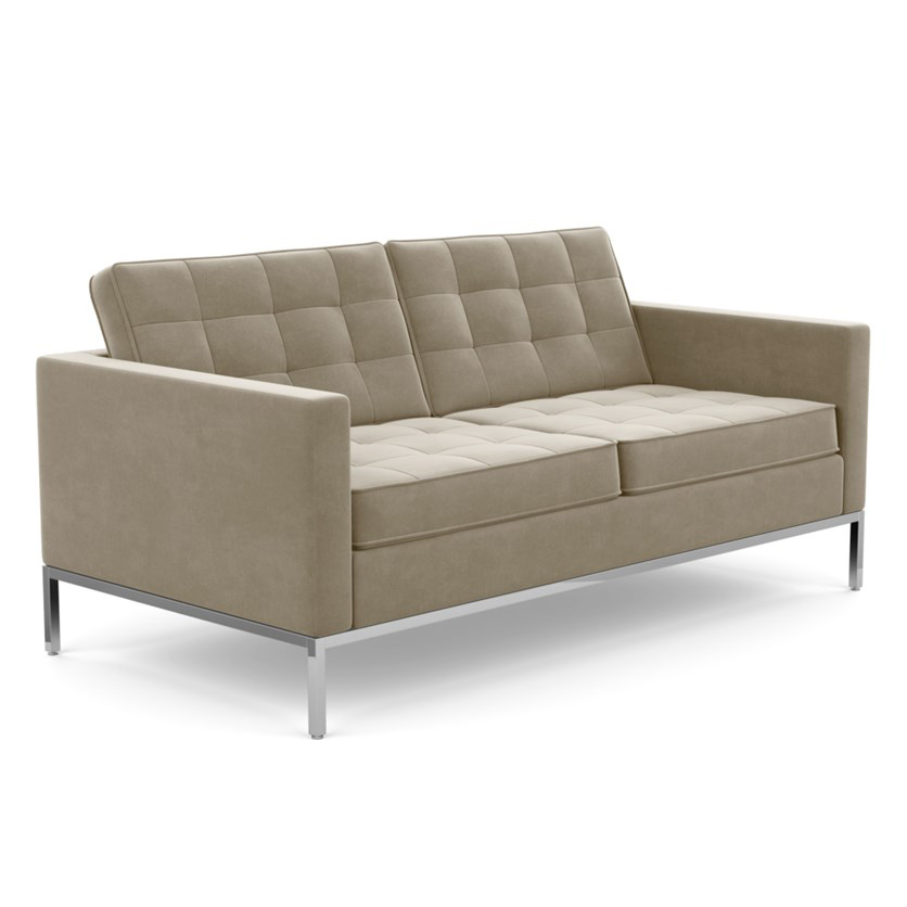 KNOLL canapé à 2 places FLORENCE en tissu (Knoll Velvet Silver - Revêtement Cat. B et structure en a
