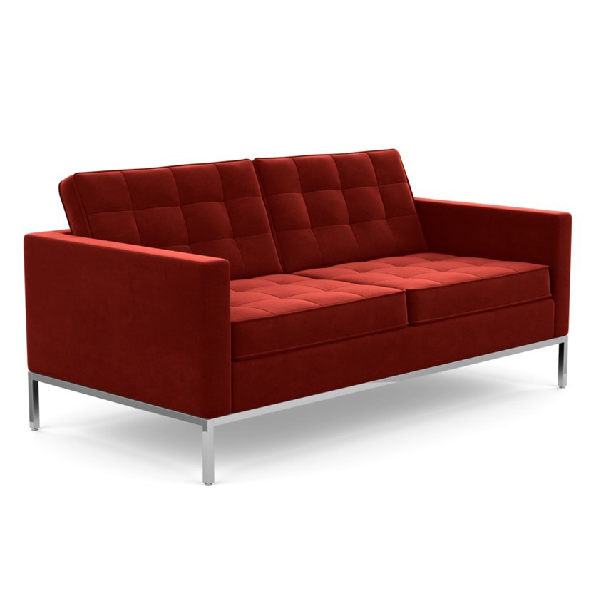 KNOLL canapé à 2 places FLORENCE en tissu (Knoll Velvet Tomato - Revêtement Cat. B et structure en a