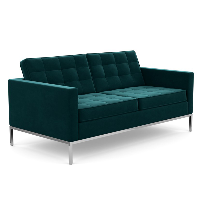 KNOLL canapé à 2 places FLORENCE en tissu (Knoll Velvet Teal - Revêtement Cat. B et structure en aci